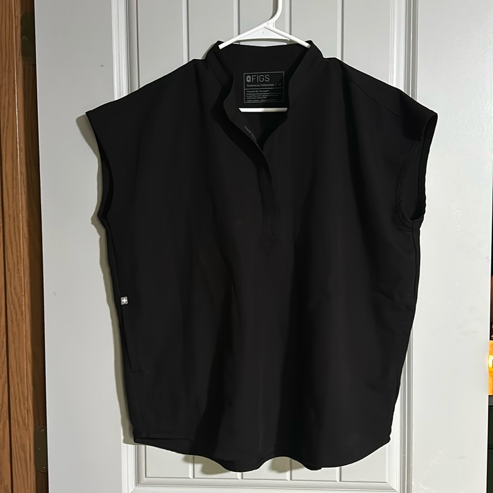 Figs Rafaela Scrub Top Black